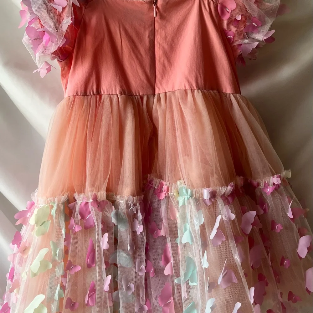 Lola + The Boys 3D BUTTERFLY PUFFY SLEEVE DRESS - Picture 4 of 5